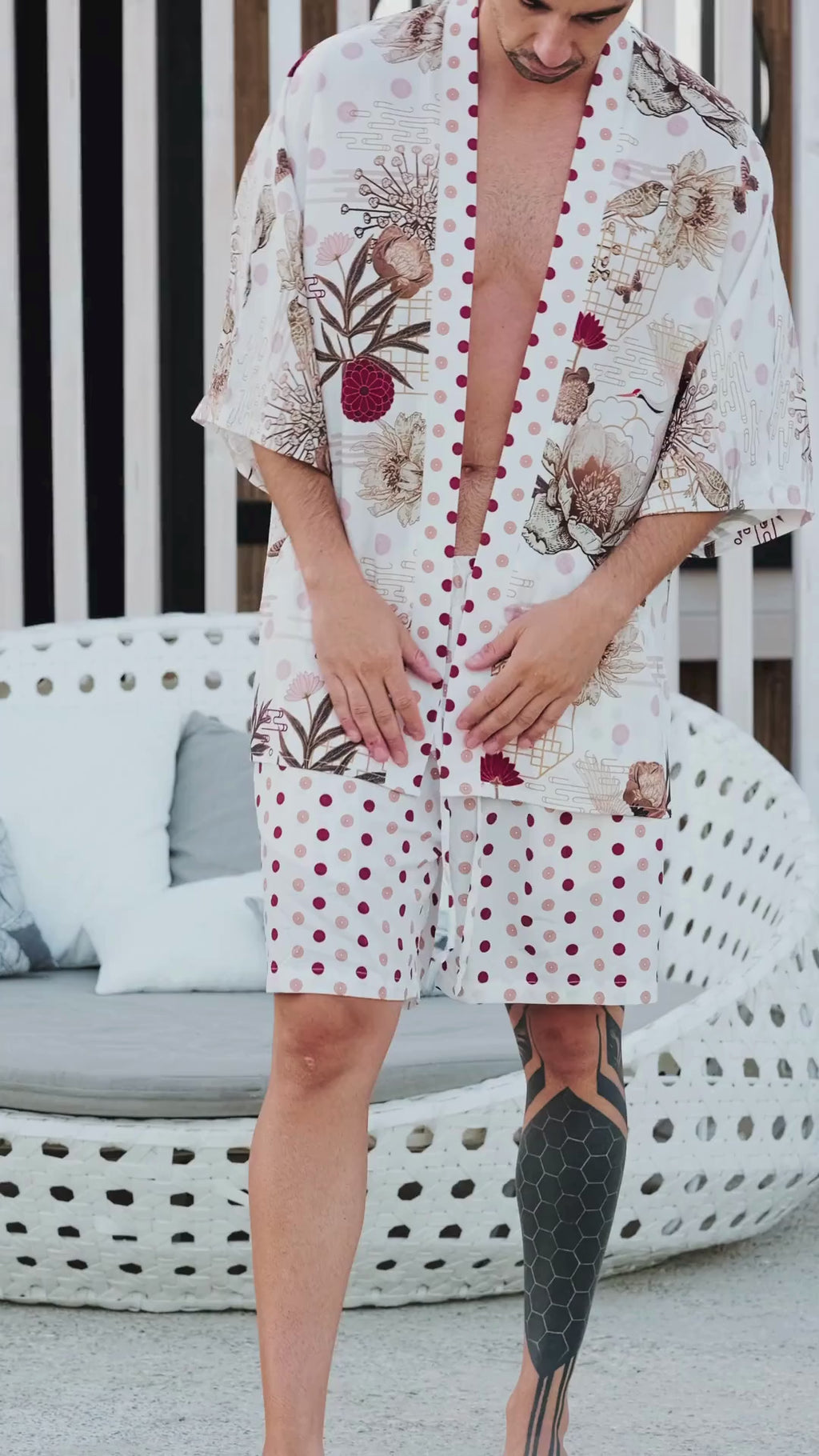 Kōan White Men’s Beach Kimono Set