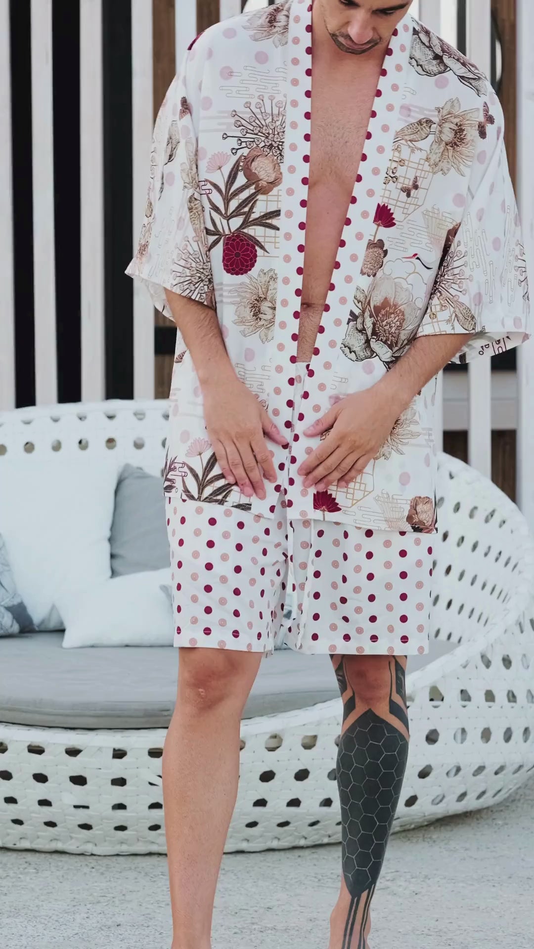 Kōan White Men’s Beach Kimono Set